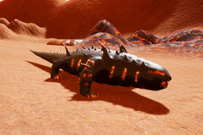 In-game screenshot of the Salavamandre creature in Stellarium