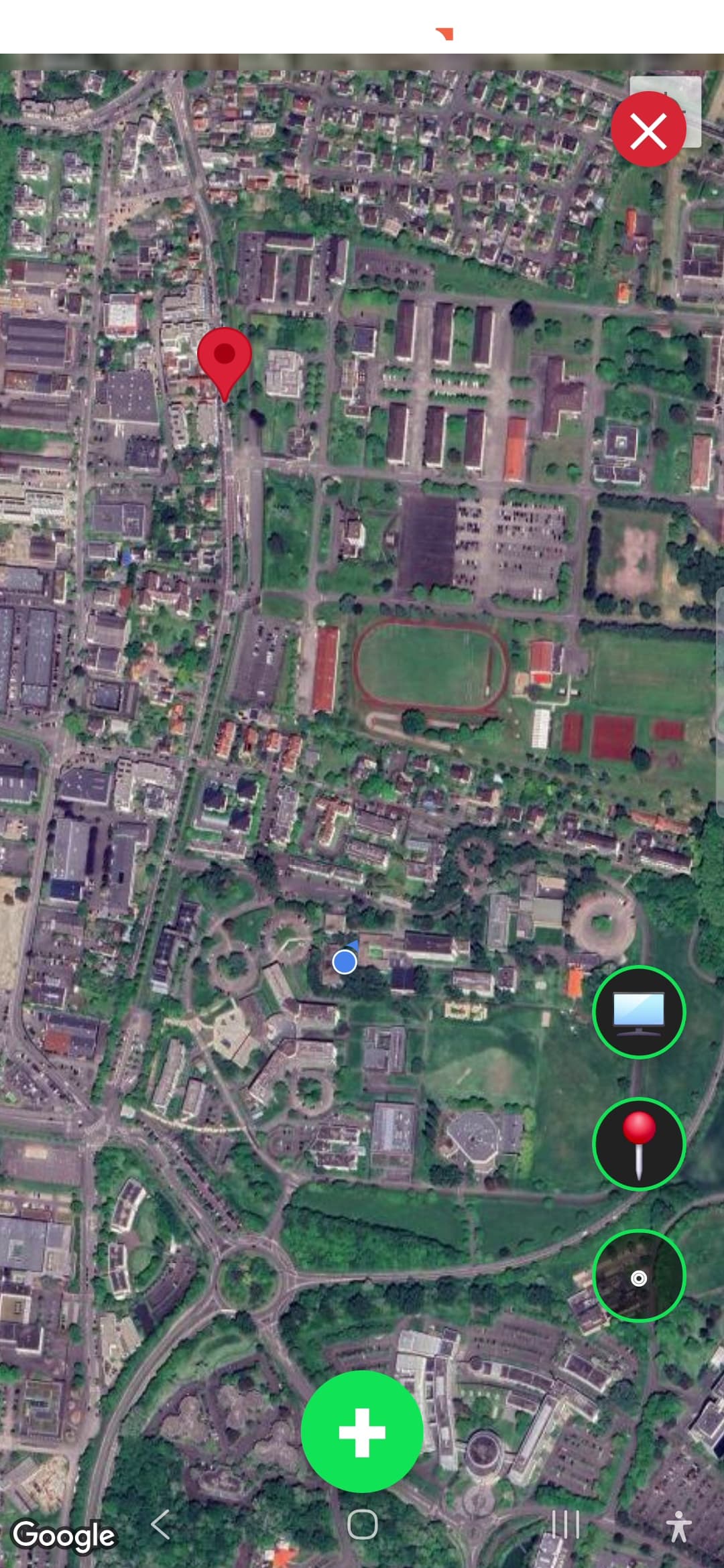 Mobile field map showing routes and project data